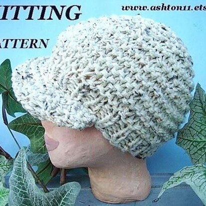 Knit Flat Adult Newsboy Hat | Knitting Pattern 82