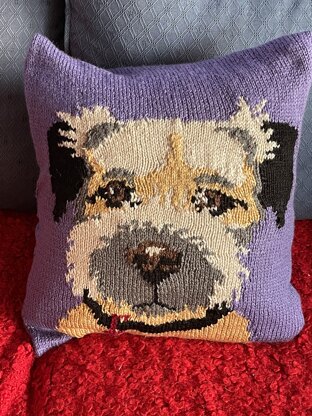 Border Terrier Pet Portrait Cushion Cover Knitting Pattern
