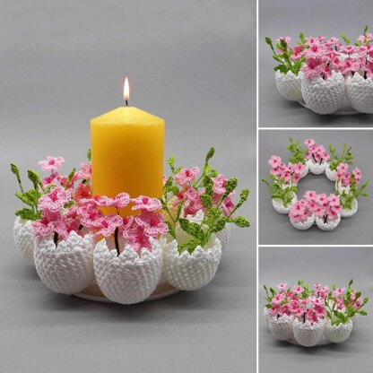 Crochet decoration cherry blossoms and easter eggs - simple and versatile