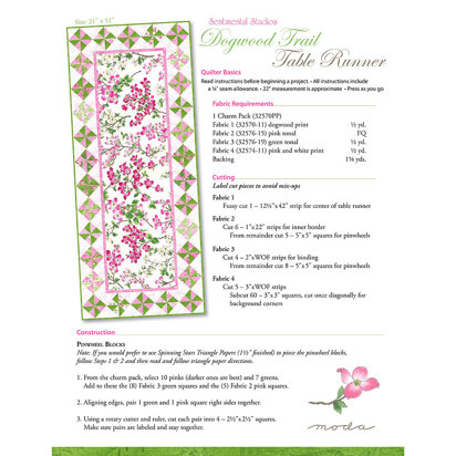 Moda Fabrics Dogwood Trail Table Runner - Downloadable PDF