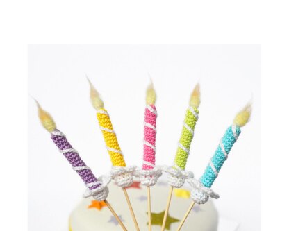 Birthday candles. Crochet cake topper. Realistic crochet candles. Cupcake candles