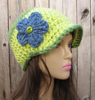 Green crochet hat