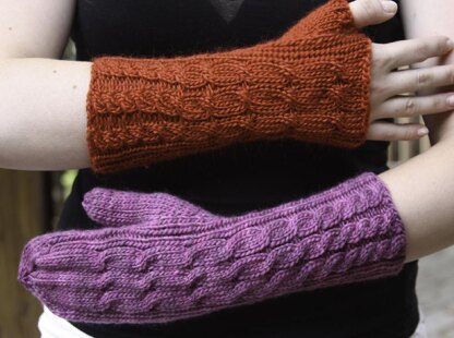 Cascading Cables Mitts and Mittens