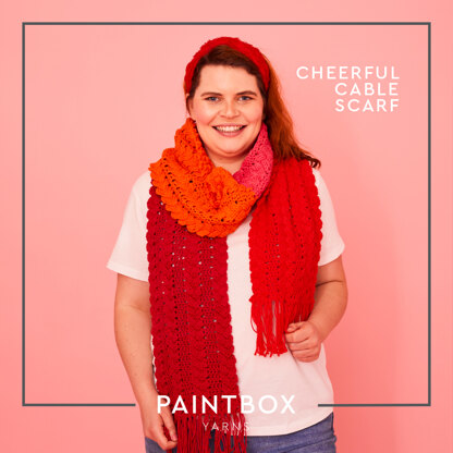 Paintbox Yarns Cheerful Cable Scarf (Free)