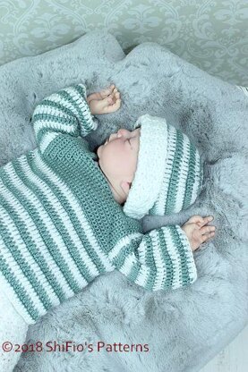 Crochet pattern baby jumer/sweater, trousers and hat #371