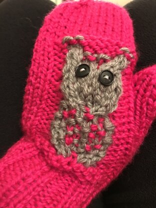 Two Colours Owl Mittens