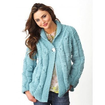 Textured Checks Cardigan in Bernat Softee Chunky