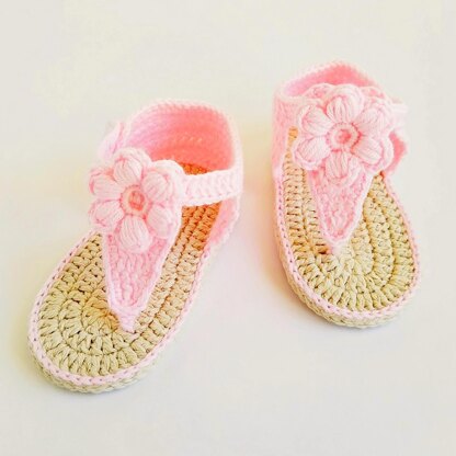 Crochet baby flower sandals on sale