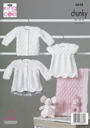 Matinee Coat, Angel Top, Cardigan and Blanket in King Cole Chunky - 4848 - Downloadable PDF