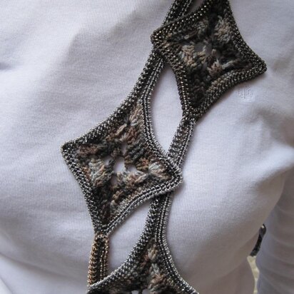 Bead Crocheted Scarf:  Not Your Granny's Granny Square Scarf