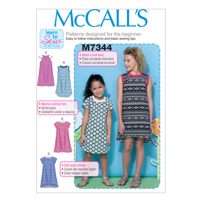 McCall's Misses' and Children's Dress Sewing Pattern Kit, Code M8216, Sizes 3-8 /XS-XL, Multicolor