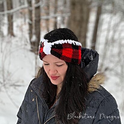 Fur Lined Plaid Ear Warmer