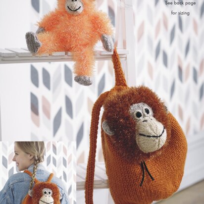 Tinsel Orangutan Backpack & Toy in King Cole Tinsel Chunky & King Cole Big Value Chunky - 9057pdf - Downloadable PDF