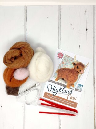 The Crafty Kit Company Highland Cow Needle Felting Kit - 190 x 290 x 94mm