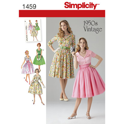 Simplicity Women's and Petite 1950's Vintage Dress 1459 - Sewing Pattern