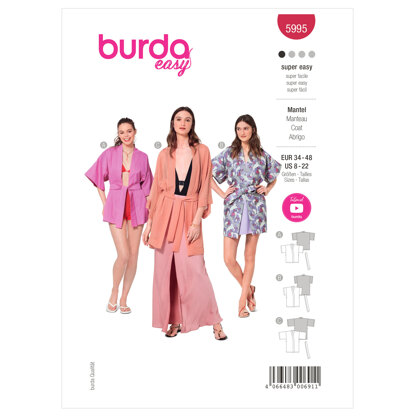 Burda Style Easy Coat B5995 - Paper Pattern, Size 34 - 48