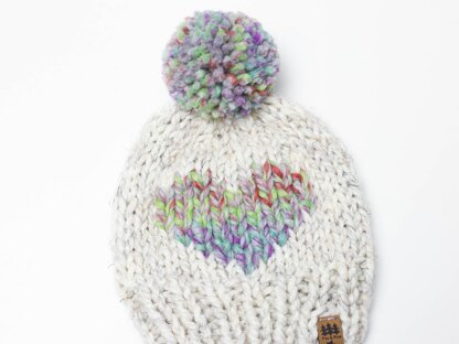 Heart Winter Pompom Hat Toque Child Women Chunky Wool