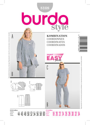 Burda Coordinates Sewing Pattern B8108 - Paper Pattern, Size 18-34