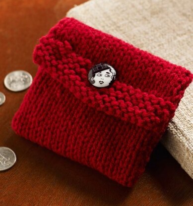 Knit Change Purse in Red Heart Super Saver Economy Solids - LW3546