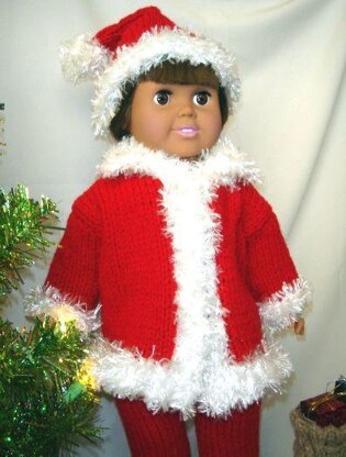 Santa Suit, Knitting Patterns fit American Girl and other 18-Inch Dolls