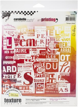 Carabelle Studio Art Printing Square Rubber Texture Plate - Vintage Collage