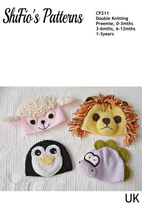 Crochet Pattern baby child animal hats  #211