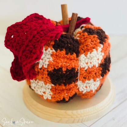 Gingham Plaid Crochet Pumpkin