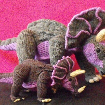 TRACY TRICERATOPS AND BABY KNITTING PATTERN - knitting pattern