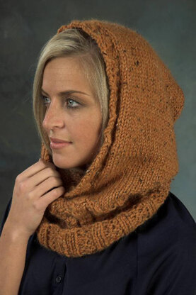 Hooded Neckwarmer in Plymouth Baby Alpaca Grande Tweed - F420