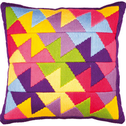 Vervaco Pinwheel Long Stitch Cushion Front - 40 x 40cm