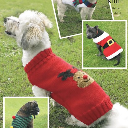 Christmas Dog Coats in King Cole DK - 4115 - Downloadable PDF - knitting pattern