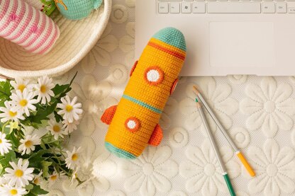 Pencil Case – Orange Rocket