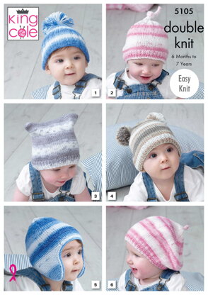 Hats in King Cole Cottonsoft Baby Crush DK - 5105pdf - Downloadable PDF