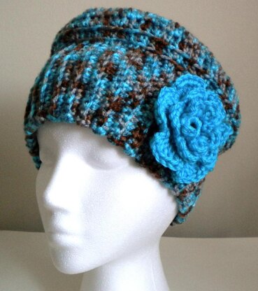 Cloche Hat with Flower- Crochet