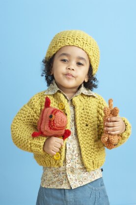 Sandbox Cardi and Hat in Lion Brand Wool-Ease Thick & Quick - 81083AD