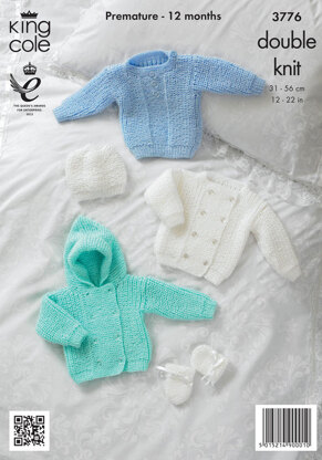 Jacket, Sweater Hat and Mittens in King Cole Baby Glitz DK - 3776
