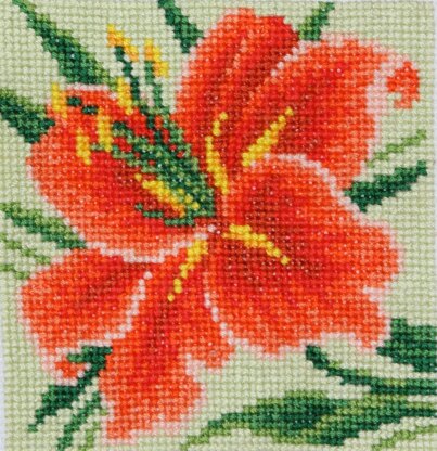 VDV Lily Beaded Printed Embroidery Kit - 12cm x 12cm