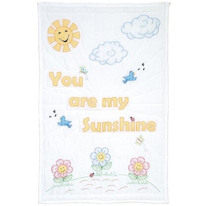 Jack Dempsey Stamped White Quilt Crib Top - You Are My Sunshine - 40in x 60in