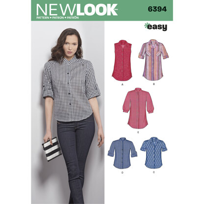 New Look Misses' Button Front Tops 6394 - Paper Pattern, Size A (8-10-12-14-16-18)