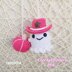 Cowgirl Ghost with pink pumpkin crochet pattern, Cute pink cowgirl ghost with cowgirl hat, Car rearview mirror hanging accessories Car charm