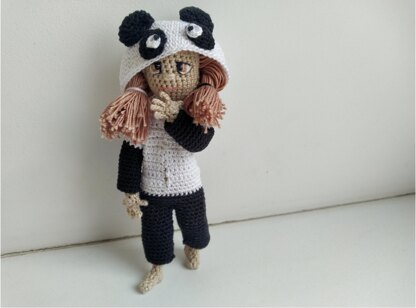 Doll is wearing a panda hoodie