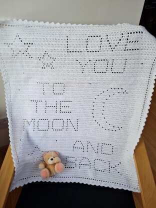 Love you to the moon and back Filet Blanket