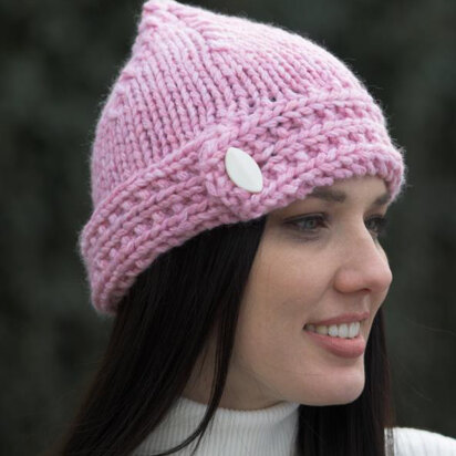 Buttoned Hat and Mittens in Plymouth Yarn De Aire - 2119 - Downloadable PDF - knitting pattern