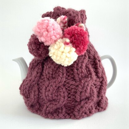 'Cables and Pompoms' Tea Cosy