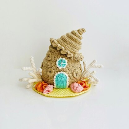 Crochet seashell, amigurumi seashell, crochet doll house, amigurmi doll house, Seashell house