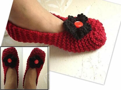 675 BASIC BEGINNER KNIT SLIPPERS AND FLOWER