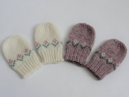 Flower Baby Mitts