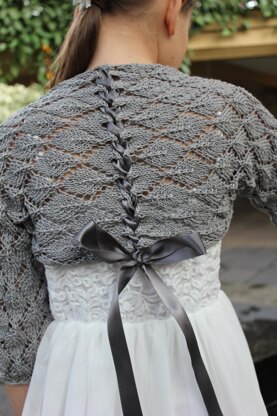 Lace shrug with ribbon