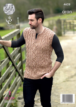 Sweater & Slipover in King Cole Fashion Aran Combo - 4628 - Leaflet