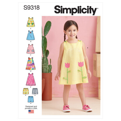 Simplicity Toddlers' Tent Tops, Dresses, and Shorts S9318 - Paper Pattern, Size CCB(1-2-3-4)